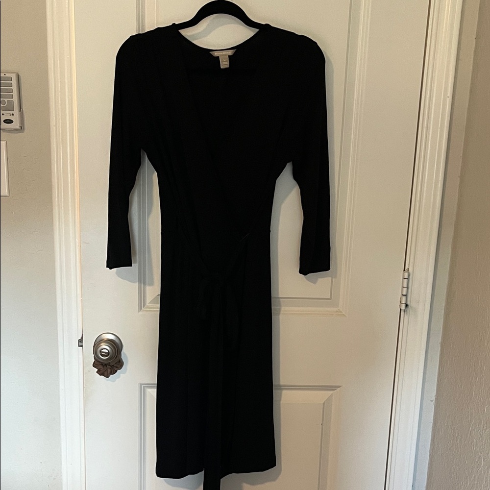 Banana Republic Black Long Sleeve Wrap Dress with Tie Waist